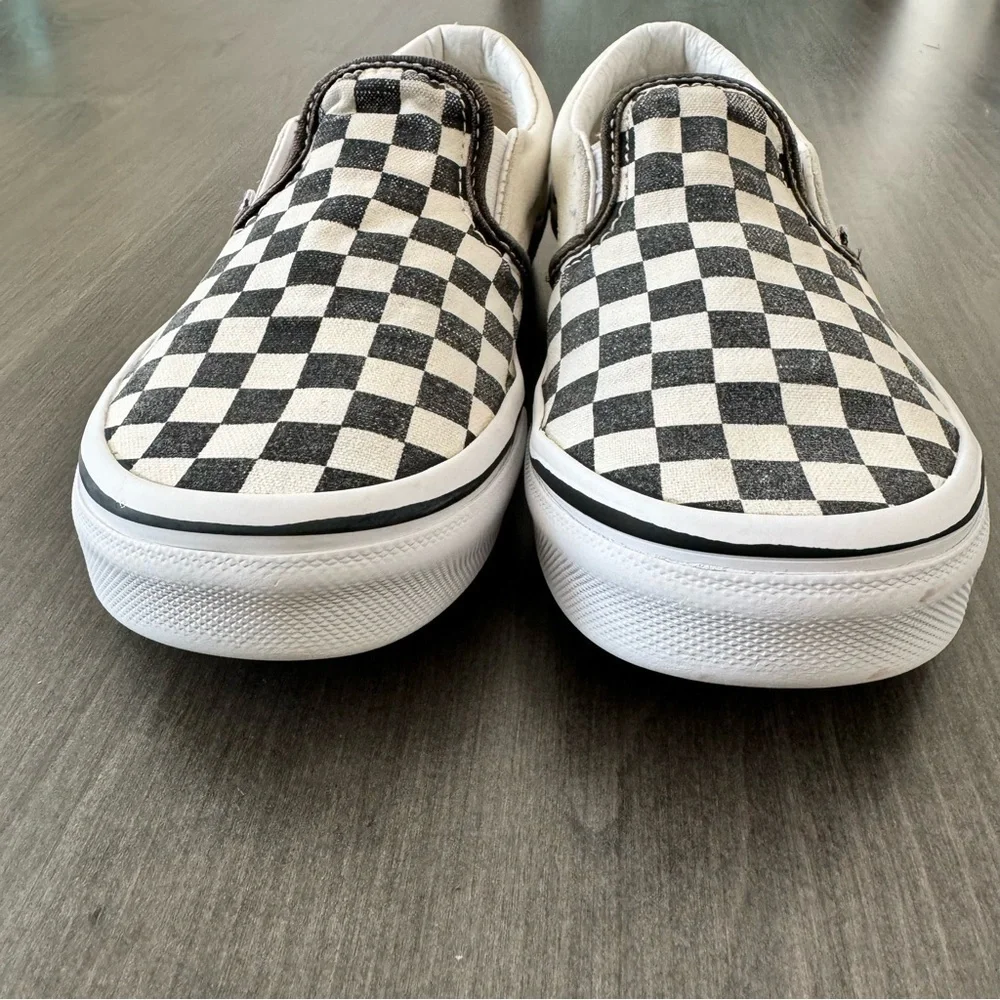 Vans kids unisex black white checkerboard slip on shoes size 2 - Picture 4 of 9
